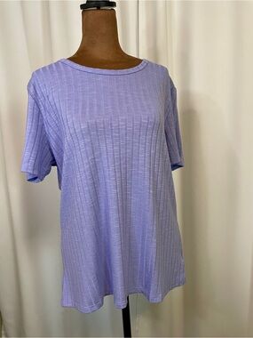 Vintage America Lavender Ribbed Short Sleeve Top